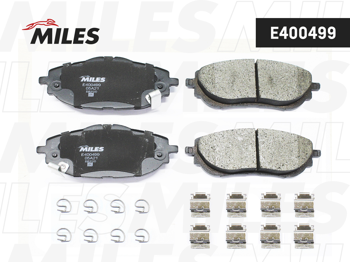 Купить запчасть MILES - E400499 Колодки тормозные передние (без датчика) (Смесь Low-Metallic) TOYOTA AURIS 12-/COROLLA 13- (TRW GDB3598) E400499