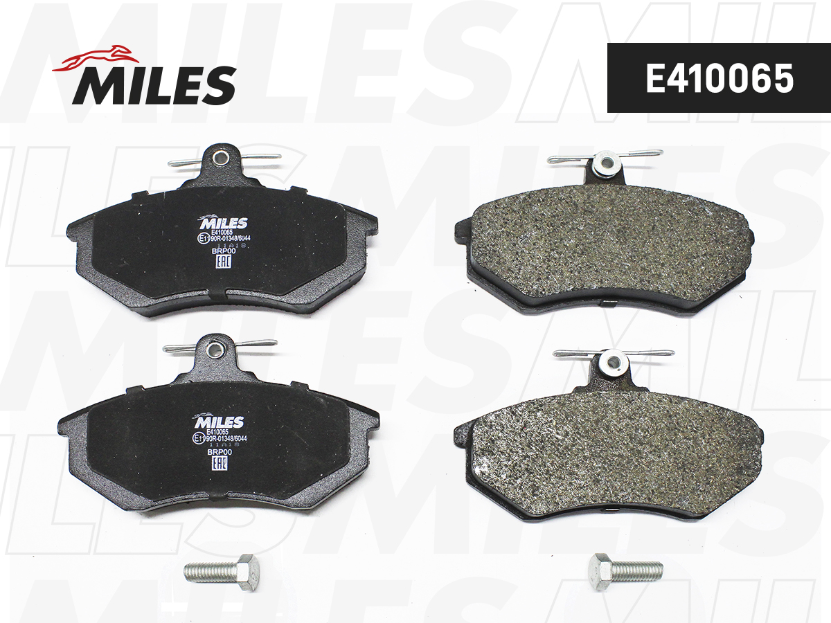 Купить запчасть MILES - E410065 Колодки тормозные передние (без датчика + болты) (Смесь Low-Metallic) AUDI 80/VW GOLF III/PASSAT/VENTO/CHERY AMULET/TIGGO (TRW GDB430) E410065