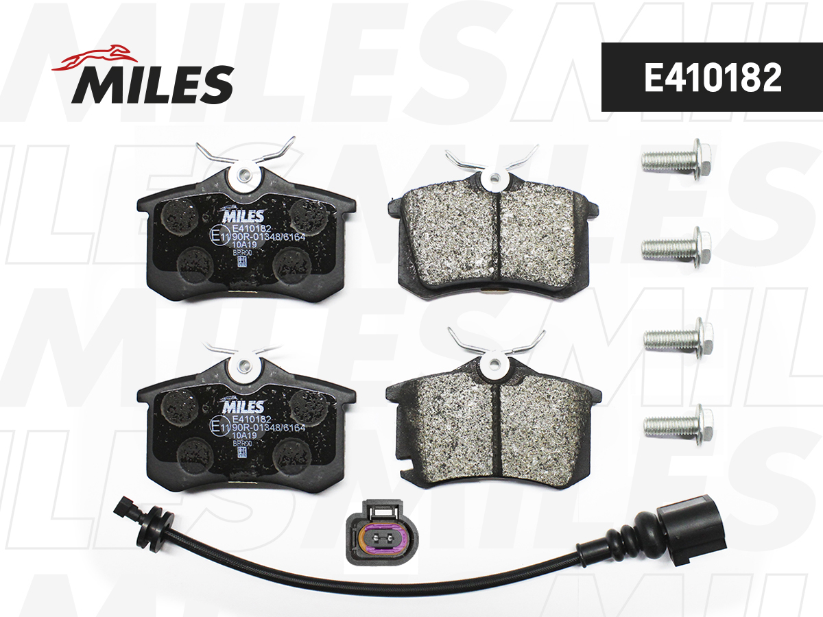 Купить запчасть MILES - E410182 Колодки тормозные задние с датчиком (Смесь Low-Metallic) SEAT IBIZA 02-/SKODA FABIA 99-08/VW POLO 01- (TRW GDB1475) E410182