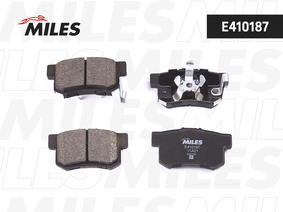 Купить запчасть MILES - E410187 Колодки тормозные задние (без датчика) (Смесь Low-Metallic) HONDA ACCORD 2.0-2.4 АКПП 08-/CR-V II 02-06/FR-V 05- (TRW GDB3438) E410187