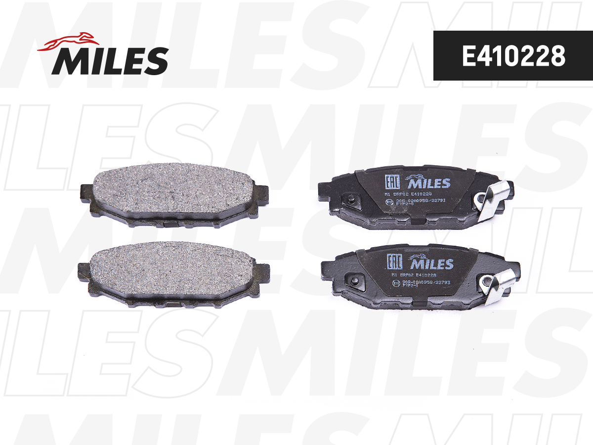 Купить запчасть MILES - E410228 Колодки тормозные задние (без датчика) (Смесь Low-Metallic) (SUBARU LEGACY 03/OUTBACK 03 2.0/2.5) (TRW GDB3373) E410228
