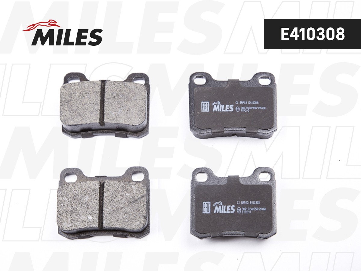 Купить запчасть MILES - E410308 Колодки тормозные задние (без датчика) (Смесь Low-Metallic) (MB W202/W124/W201) (TRW GDB911) E410308