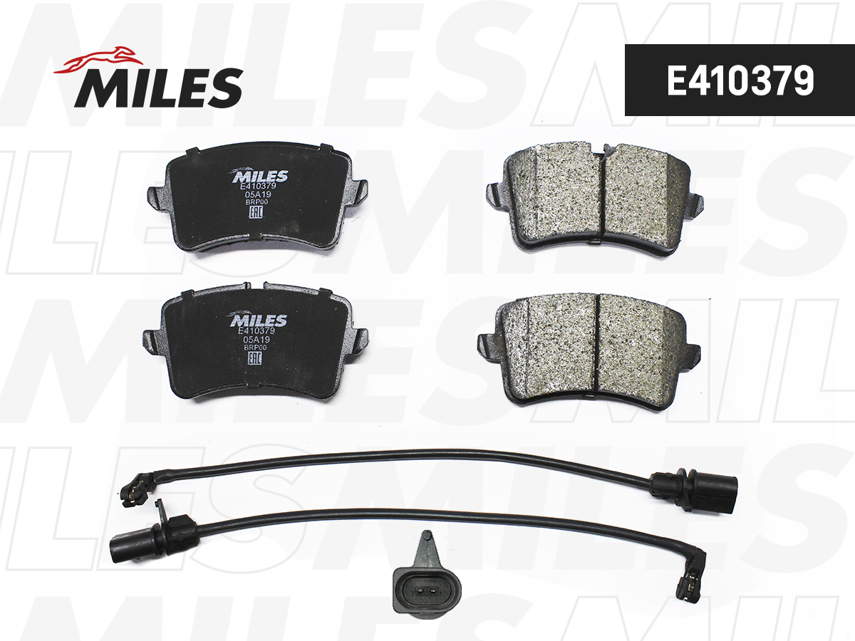 Купить запчасть MILES - E410379 Колодки тормозные задние (с датчиком) (Смесь Low-Metallic) AUDI A4 1.8T-3.0T 08-15 / A5 1.8T-3.2 07 / A6 1.8T-3.0T 10 / A7 2.0T-3.0T 10 / Q5 2.0D-3.0D 12, PORSCHE Macan 3.0-3.6T 14 (TRW GDB1902) E410379