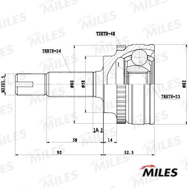 Купить запчасть MILES - GA20642 ШРУС наружный с ABS TOYOTA YARIS I/VERSO 1.3-1.5VVTI 99-05 (GKN 304703) GA20642