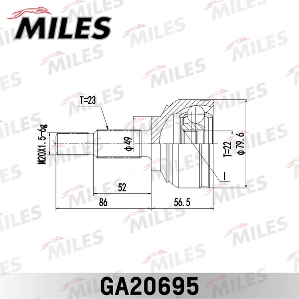 Купить запчасть MILES - GA20695 ШРУС наружный LADA Largus 16V GA20695
