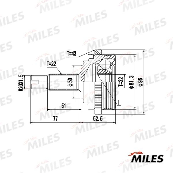 Купить запчасть MILES - GA20728 ШРУС наружный LADA PRIORA 2170/KALINA 1118 1.6 04- (GSP 828010) GA20728