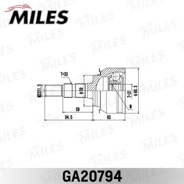Купить запчасть MILES - GA20794 ШРУС наружный CHEVROLET CRUZE 1.6-1.8 09- (GSP 821043) GA20794