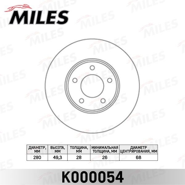 Купить запчасть MILES - K000054 Диск тормозной передний NISSAN X-TRAIL (T30)/MAXIMA QX (A33)/PRIMERA (P12) (TRW DF4316) K000054