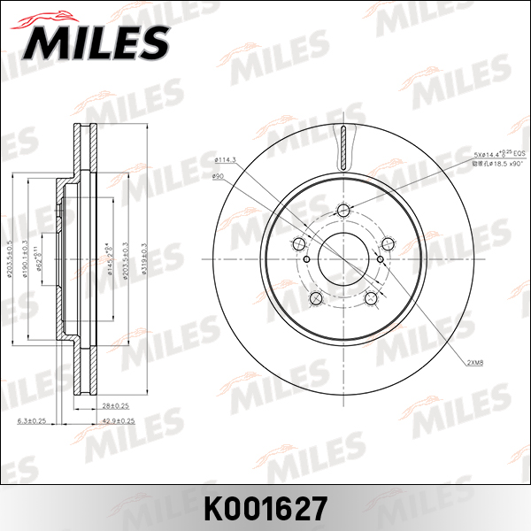 Купить запчасть MILES - K001627 Диск тормозной передний LEXUS RX300/RX350/RX400 03 (TRW DF4493) K001627