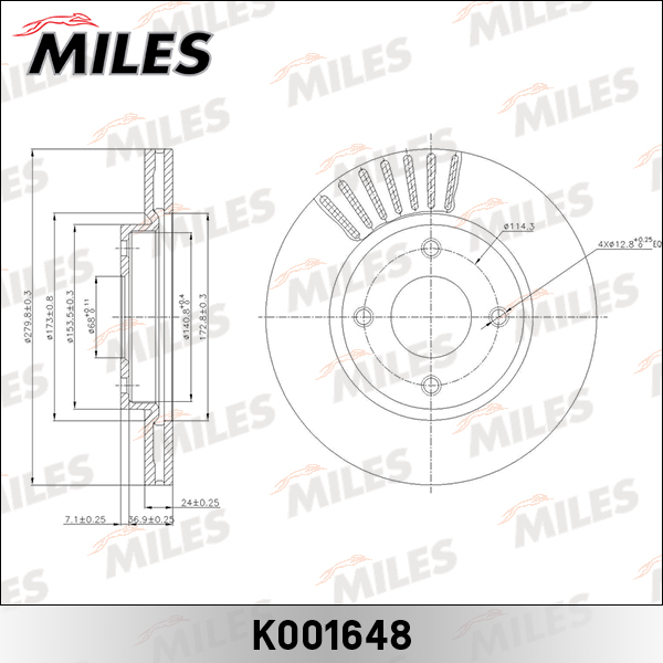 Купить запчасть MILES - K001648 Диск тормозной передний D280мм NISSAN TIIDA (_C11X), CUBE (Z12) (TRW DF6142) K001648
