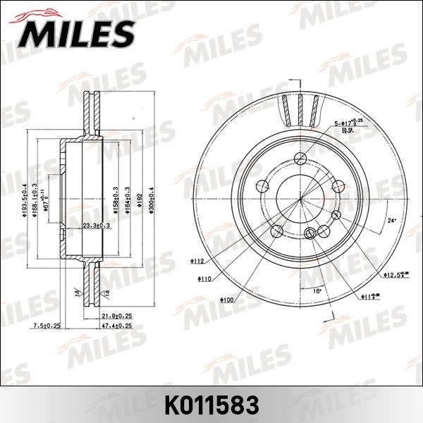 Купить запчасть MILES - K011583 Диск тормозной задний D300мм MERCEDES BENZ W140 400-600 91-99 (TRW DF2596) K011583