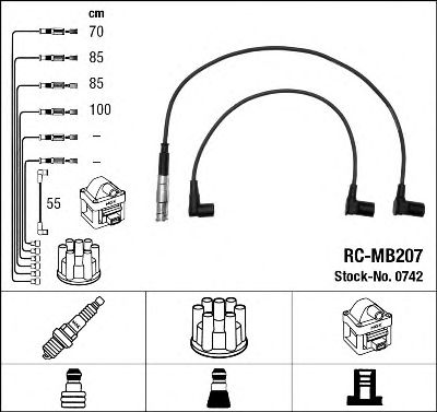 Купить запчасть NGK - 0742 Провода зажигания к-т RC-MB207 0742