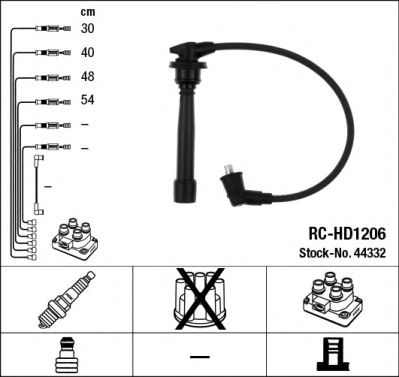 Купить запчасть NGK - 44332 Провода зажигания к-т RC-HD1206 44332