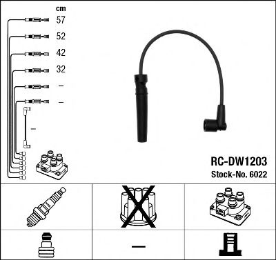 Купить запчасть NGK - 6022 Провода зажигания к-т RC-DW1203 6022