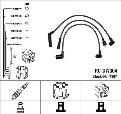 Купить запчасть NGK - 7367 Провода зажигания к-т RC-DW304 7367