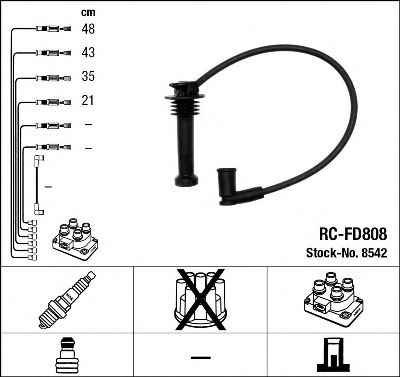 Купить запчасть NGK - 8542 Провода зажигания к-т RC-FD808 8542