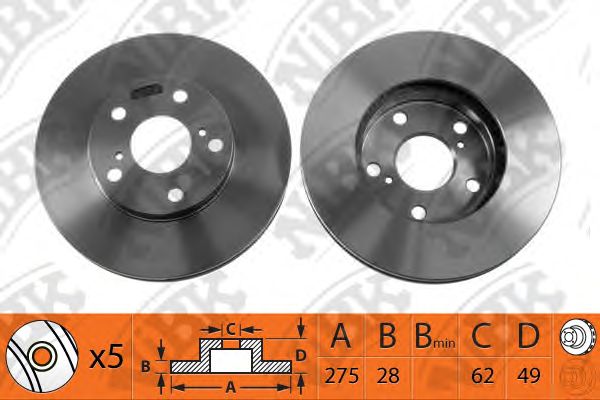 Купить запчасть NIBK - RN1009 Диск тормозной TOYOTA AVENSIS 01-/CAMRY 91-01/PREVIA 00- передний D275мм RN1009