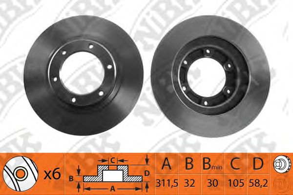Купить запчасть NIBK - RN1066 Диск тормозной TOYOTA LAND CRUISER (J80) 4.2-4.5 90-97 передний D311мм RN1066