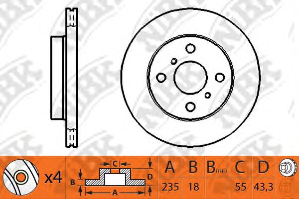 Купить запчасть NIBK - RN1127 Диск тормозной передний TOYOTA YARIS 1.0-1.4 99- D235мм RN1127