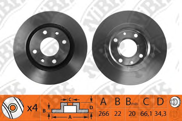 Купить запчасть NIBK - RN1152 Диск тормозной передние CITROEN C3/C4/C5 03/BERLINGO 96/PEUGEOT 206/307/PARTNER RN1152