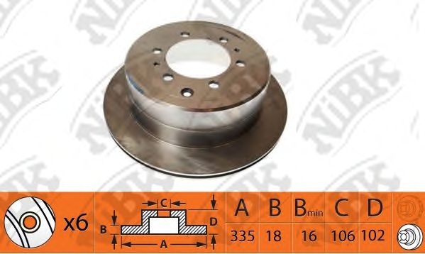 Купить запчасть NIBK - RN1157 Диск тормозной TOYOTA LAND CRUISER J80 4.2-4.5 90-97 задний D335мм RN1157
