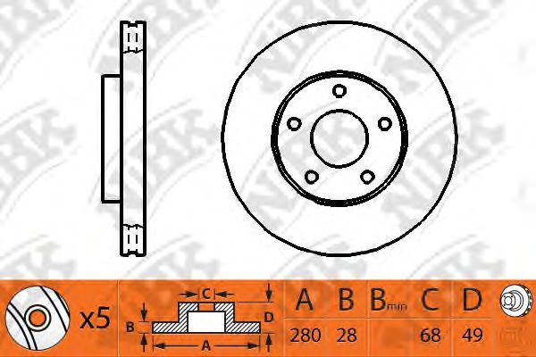 Купить запчасть NIBK - RN1180 Диск тормозной NISSAN X-TRAIL (T30)/MAXIMA QX (A33)/PRIMERA (P12) передний RN1180