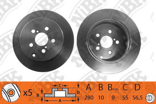 Купить запчасть NIBK - RN1201 Диск тормозной TOYOTA AVENSIS 1.6-2.4 03- задний RN1201