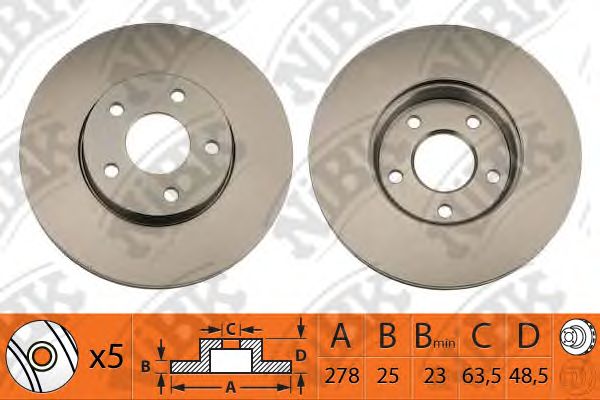 Купить запчасть NIBK - RN1213 Диск тормозной передний FORD FOCUS II/III/C-MAX 03-/VOLVO S40 04- D278мм RN1213