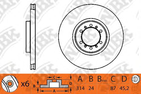 Купить запчасть NIBK - RN1217 Диск тормозной MITSUBISHI PAJERO 2.5-3.0 90-00/PAJERO SPORT 2.5-3.0 98- передний RN1217