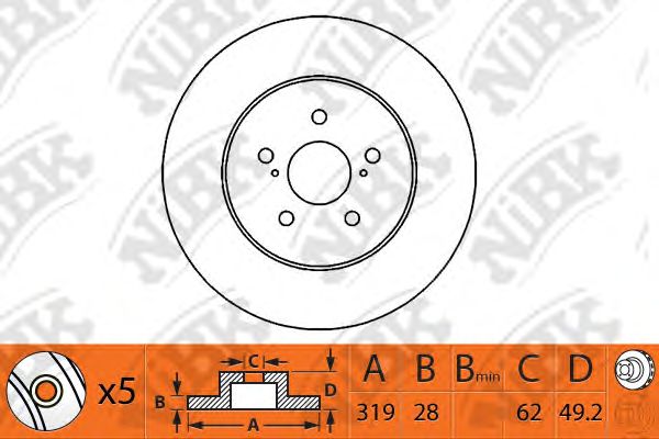 Купить запчасть NIBK - RN1219 Диск тормозной TOYOTA LC J100 4.2-4.7 00-05/LEXUS LX470 02-07 задний RN1219