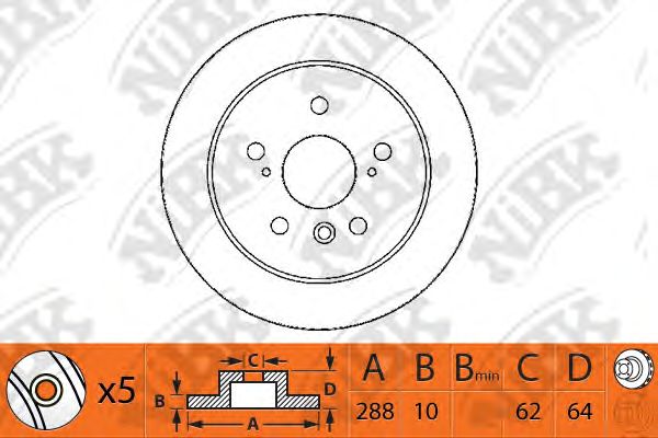 Купить запчасть NIBK - RN1223 Диск тормозной зад TOYOTA CAMRY Saloon (_V3_) 2.4 (ACV30_, ACV36) 11.2001 - 11.2006 <=> TOYOTA CAMRY Saloon (_V3_) 3.0 (MCV30_) 08.2001 - 11.2006 <=> TOYOTA CAMRY Saloon (_V3_) 2.0 (ACV31_) 08.2001 - 11.2006
