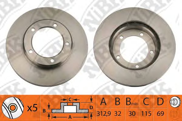 Купить запчасть NIBK - RN1224 Диск тормозной TOYOTA LAND CRUISER 100, LEXUS LX470 (UZJ100) передний вент D313 RN1224