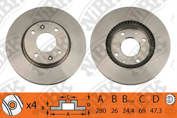Купить запчасть NIBK - RN1231 Диск тормозной передний HYUNDAI ELANTRA 2.0 01-/SONATA/KIA MAGENTIS 01- D280мм RN1231