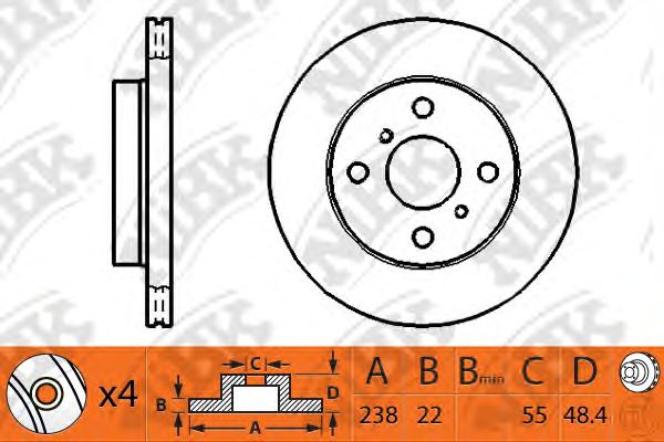 Купить запчасть NIBK - RN1250 Диск тормозной TOYOTA COROLLA 1.3-1.8 87-97 передний RN1250