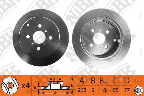 Купить запчасть NIBK - RN1308 Диск тормозной зад TOYOTA COROLLA Saloon (_E12_) 1.6 VVT-i (ZZE121_) 10.2001 - 07.2007 <=> LIFAN 620 Saloon 1.6 06.2008 -  <=> TOYOTA COROLLA Saloon (_E12_) 1.4 VVT-i (ZZE120_) 08.2002 - 07.2007