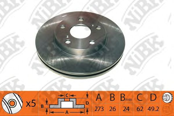 Купить запчасть NIBK - RN1351 Диск тормозной TOYOTA AURIS 07- (пр-во Великобритания) передний D273мм RN1351