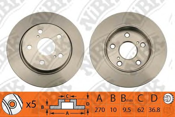 Купить запчасть NIBK - RN1352 Диск тормозной TOYOTA AURIS 07- задний D270мм RN1352