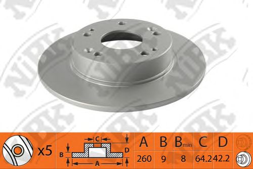 Купить запчасть NIBK - RN1362 Диск тормозной HONDA CIVIC 06- задний D260мм RN1362