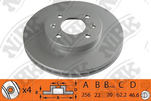 Купить запчасть NIBK - RN1370 Диск тормозной HYUNDAI ACCENT 05-/i20 08-/KIA RIO II 05- передний RN1370