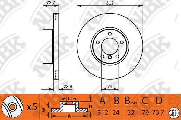 Купить запчасть NIBK - RN1398 / RN1398V Диск тормозной перед BMW 3 (F30, F80) 320 i 04.2011 -  <=> BMW X1 (E84) sDrive 18 i 01.2010 - 06.2015 <=> BMW 3 (E90) 325 i 01.2005 - 10.2011