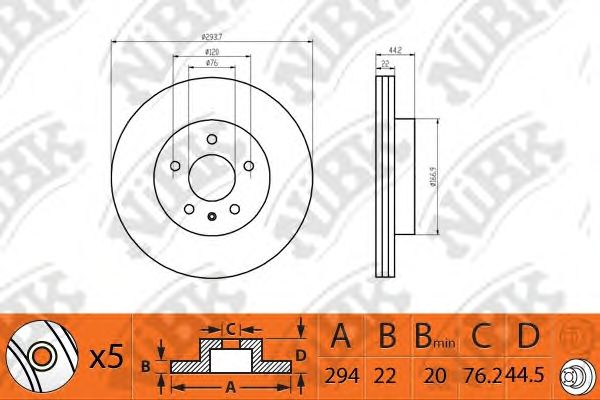Купить запчасть NIBK - RN1399 Диск тормозной VW MULTIVAN V/TRANSPORTER V 03- задний D294мм RN1399