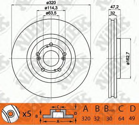 Купить запчасть NIBK - RN1406 Диск тормозной HONDA ACCORD 2.4 08- передний D320мм RN1406