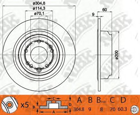 Купить запчасть NIBK - RN1407 Диск тормозной задний HONDA ACCORD 2.4 08- D305мм RN1407