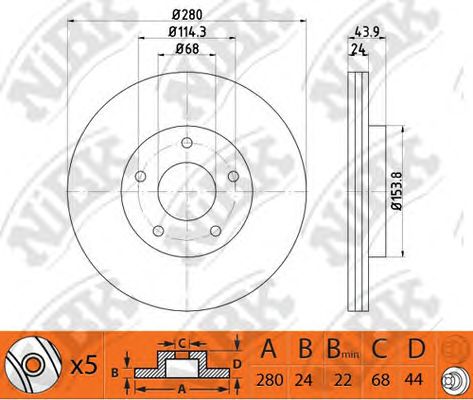 Купить запчасть NIBK - RN1426 / RN1426V Диск тормозной перед NISSAN JUKE (F15) 1.6 06.2010 -  <=> NISSAN SENTRA VII (B17) 1.6 08.2014 -  <=> NISSAN JUKE (F15) 1.6 01.2013 - 