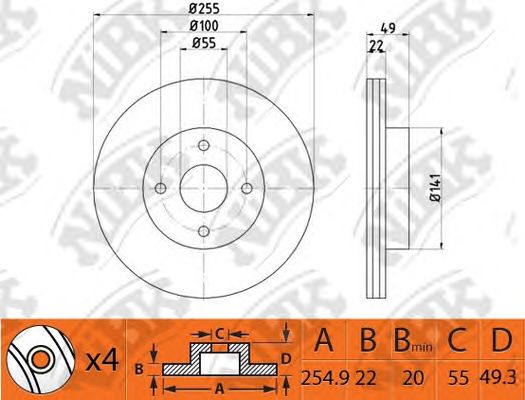 Купить запчасть NIBK - RN1458 Диск тормозной TOYOTA COROLLA 2001-2007 RN1458