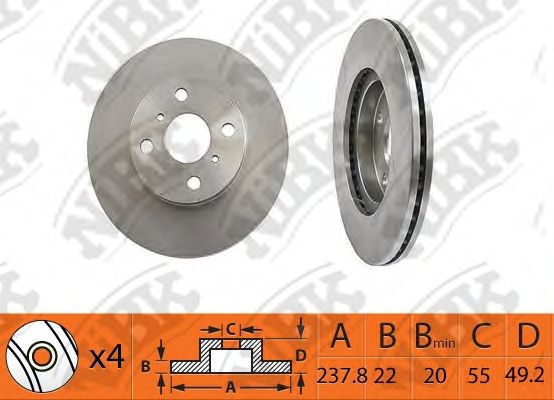 Купить запчасть NIBK - RN1484 Диск тормозной передний TOYOTA CARINA/CALDINA/CORONA RN1484