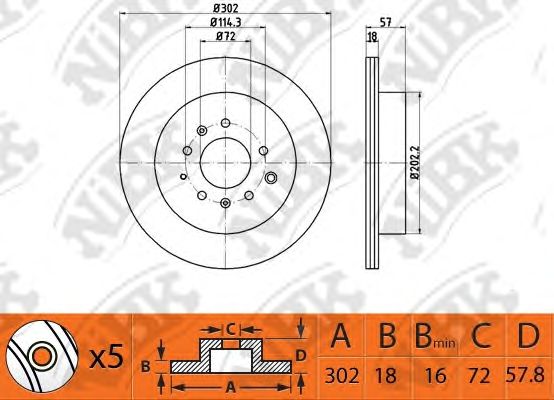 Купить запчасть NIBK - RN1502 Диск тормозной MAZDA CX-7 2.3 07- RN1502