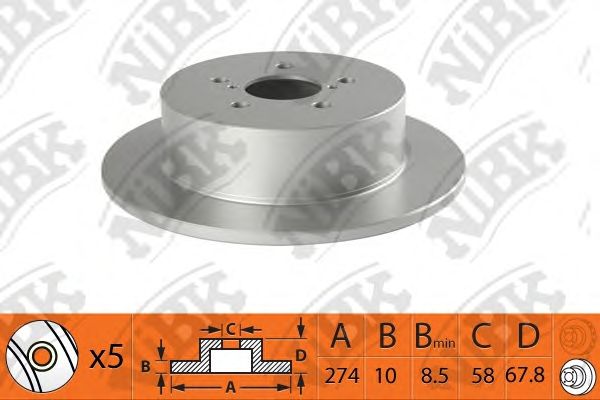 Купить запчасть NIBK - RN1509 Диск тормозной SUBARU OUTBACK 2003-2009 RN1509