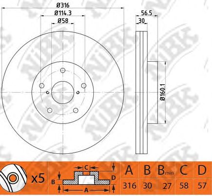 Купить запчасть NIBK - RN1527 / RN1527V Диск тормозной перед SUBARU TRIBECA (B9) 3.6 09.2007 - <=> SUBARU TRIBECA (B9) 3.0 10.2006 - <=> SUBARU TRIBECA (B9) 3.0 01.2005 -