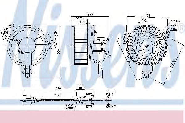 Купить запчасть NISSENS - 87048 Вентилятор салона CITROEN BERLINGO, PEUGEOT PARTNER 7/96-6/01 -AC 87048